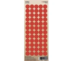 Apvalūs lipdukai žymėjimui Charlot, Ø12mm, 60 vnt lape, raudonos spalvos