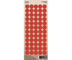 Apvalūs lipdukai žymėjimui Charlot, Ø12mm, 60 vnt lape, raudonos spalvos