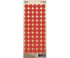 Apvalūs lipdukai žymėjimui Charlot, Ø12mm, 60 vnt lape, raudonos spalvos