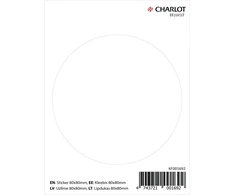 Apvalus lipdukas Charlot, 80mm, baltos spalvos