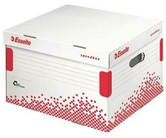 Leitz Archyvinė dėžė Esselte SPEEDBOX FSC MEDIUM, atidaromas iš viršaus, baltos-raudonos spalvos