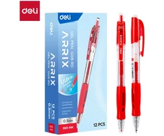 Automatinis gelinis tušinukas Deli Arris 0,5mm, raudonos spalvos