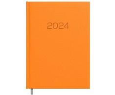 Darbo kalendorius Timer Daytime Prestige 2025 m, A5, oranžinės spalvos, minkštas PU viršelis