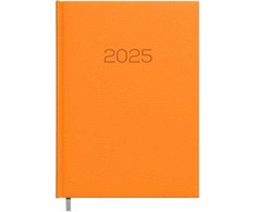 Darbo kalendorius Timer Daytime Prestige 2025 m, A5, oranžinės spalvos, minkštas PU viršelis