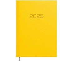 Darbo kalendorius Timer Daytime Prestige 2025 m, A5, geltonos spalvos, minkštas PU viršelis