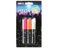 Dažai-kreidelės veidui Amos, 3 neoninės spalvos