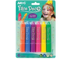 Dažai-kreidelės veidui Amos, 6 spalvos