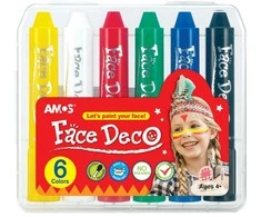Dažai-kreidelės veidui Amos, 6 spalvos.