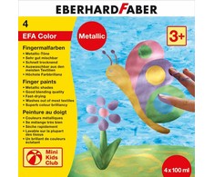 Dažai piešimui pirštais EberhardFaber, 4x100ml, metalikos spalvų