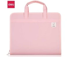 Dėklas - aplankas DELI School A4 13 skyrelių, su rankenom, rožinės spalvos