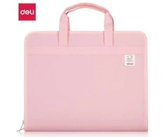 Dėklas - aplankas DELI School A4 13 skyrelių, su rankenom, rožinės spalvos