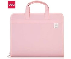 Dėklas - aplankas DELI School A4 13 skyrelių, su rankenom, rožinės spalvos