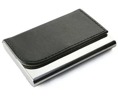 Dėklas vizitinėms kortelėms, 63x93x14mm, dirbtinės odos, juodos spalvos
