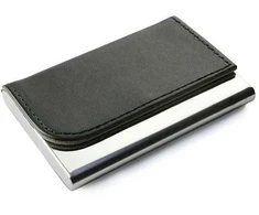 Dėklas vizitinėms kortelėms, 63x93x14mm, dirbtinės odos, juodos spalvos