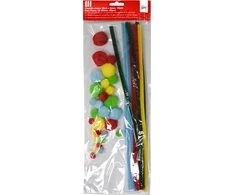 Dekoracija Pom-Pom College 30 cm x 6 mm 10 vnt + dekoracinė viela 10-25 mm, 10 vnt.