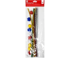 Dekoracija Pom-Pom College 30 cm x 6 mm 10 vnt + dekoracinė viela 20 mm, 10vnt.