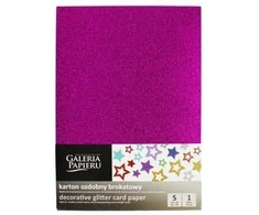 Galeria Papieru Dekoratyvinis blizgučių popierius, alyvinis, A4, 5 vnt./pak., 210 g/m2