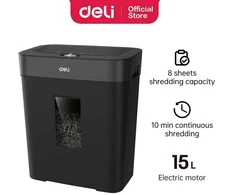 Dokumentų naikiklis DELI T023, P4, 8 lapų, 15L