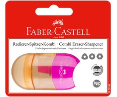Drožtukas Faber-Castell Sleeve, konteineriu, 1 skylutė, su trintuku, rožinis