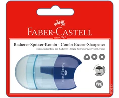 Drožtukas Faber-Castell Sleeve, su konteineriu, 1 skylutė, su trintuku, mėlynas