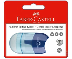 Drožtukas Faber-Castell Sleeve, su konteineriu, 1 skylutė, su trintuku, mėlynas