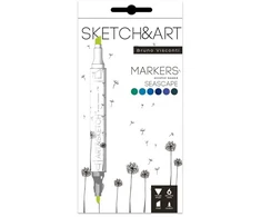 *Dvipusiai permanentiniai žymekliai piešimui Sketch&amp;Art Sea, 6 spalvų