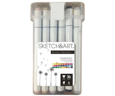 *Dvipusiai permanentiniai žymekliai piešimui Sketch&amp;Art, 36 spalvų