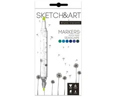 *Dvipusiai permanentiniai žymekliai piešimui Sketch&amp;Art Sea, 6 spalvų