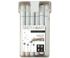 *Dvipusiai permanentiniai žymekliai piešimui Sketch&amp;Art, 36 spalvų