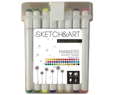 *Dvipusiai permanentiniai žymekliai piešimui Sketch&amp;Art, 48 spalvų