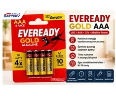 Elementai Energizer Eveready Gold AAA (LR3) 1,5V, šarminiai, 4 vnt