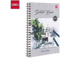 Eskizavimo blonknotas DELI A4 40 lapų 160g, spiralė šone