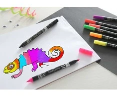 Flomasteriai Faber-Castell, dvipusiai, 10 neoninių spalvų