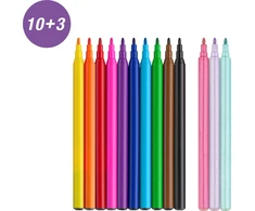 Flomasteriai Faber-Castell Unicorn, 10+3 spalvų + lipdukai