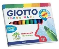Flomasteriai Fila Giotto Turbo Maxi, vandens pagrindu, 12 spalvų