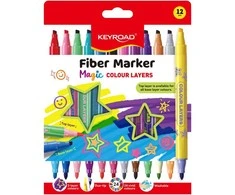 Flomasteriai Keyroad Magic 2 antgalių, 12 spalvų