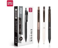 Gelinis rašiklis Deli S18 0,5 mm, įvairių spalvų korpusas, juodos spalvos šerdelė