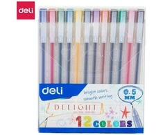Geliniai rašikliai DELI Delight 0.5mm, 12 spalvų