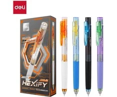Gelinis rašiklis DELI Hexify ST, 0,5 mm, juodas rašalas