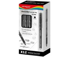 Gelinis rašiklis Keyroad, 0.7mm ištrinamas, juodos spalvos