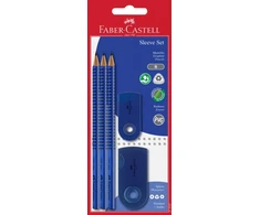 Grafitinių pieštukų Faber-Castell Jumbo Grip rinkinys, 3 pieštukai + trintukas+drožtukas, mėlynos spalvos