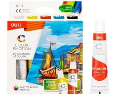 Guašas DELI, 5 spalvų, 12 ml tubelėse