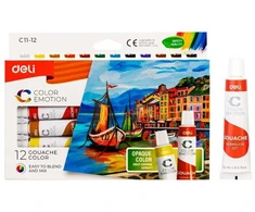 Guašas DELI, 12 spalvų, 12 ml tūbelėse