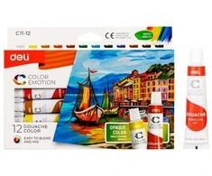 Guašas DELI, 12 spalvų, 12 ml tūbelėse