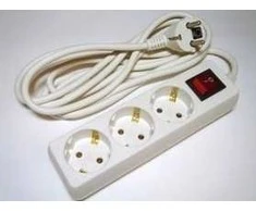 Ilgiklis 3 lizdų, 3m, su įžeminimu ir jungtuku, baltos spalvos