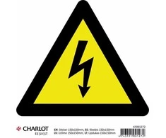 Informacinis lipdukas Charlot, 150x150mm, ELEKTROS SMŪGIO RIZIKA