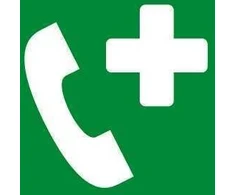 Informacinis lipdukas Charlot, 85x85mm, AVARINIS TELEFONAS, žalias