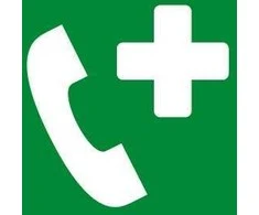 Informacinis lipdukas Charlot, 85x85mm, AVARINIS TELEFONAS, žalias