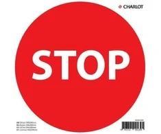 Informacinis lipdukas STOP, 200x200mm, raudonas, apvalus