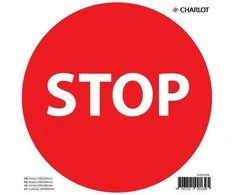 Informacinis lipdukas STOP, 200x200mm, raudonas, apvalus